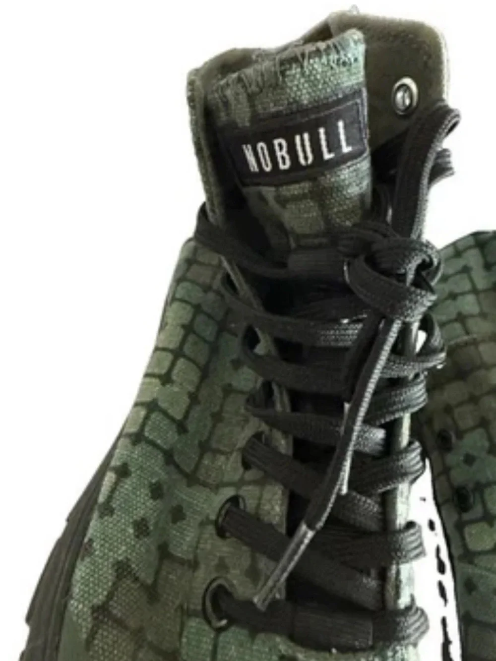 High Top CrossFit NOBULL Canvas Trainer Green Grid Pattern Gym Shoes Womens 8